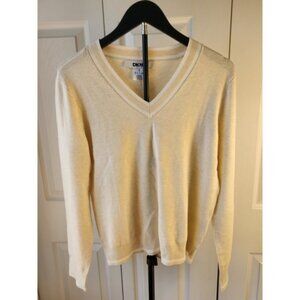DKNY Womens  Varsity V-Neck Sweater Size Medium Color Turtle Dove